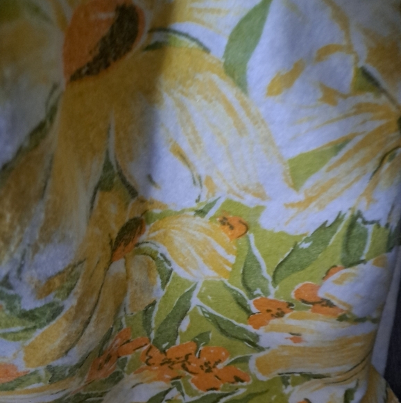 VTG Thermal blanket Satin nylon binding Bold Floral Yellow Country Shabby Chic - Picture 11 of 11